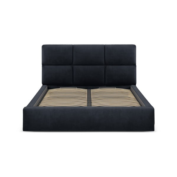 Letto matrimoniale imbottito blu scuro con contenitore con rete inclusa 160x200 cm Libera – Windsor & Co Sofas-image-4