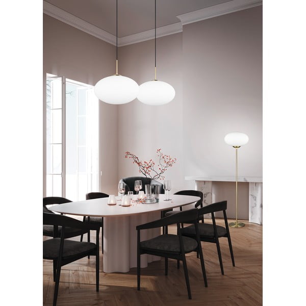Lampadario in bianco-oro con paralume in vetro ø 40 cm Fomento - Trio-image-1