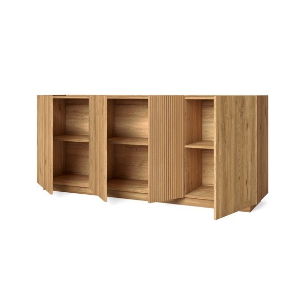 Cassettiera bassa in rovere decorato in colore naturale 181x78 cm Rayana - Marckeric-image-4
