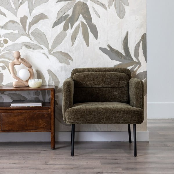 Poltrona beige con rivestimento in ciniglia Bind – Ixia-image-1