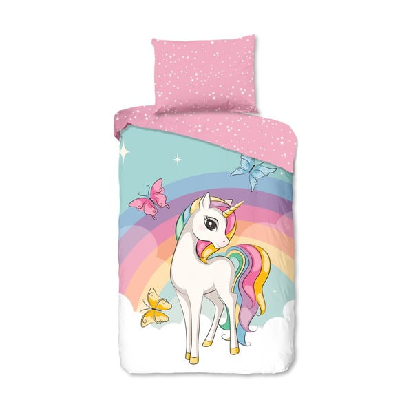 Set copripiumino e federa da bambini rosa in cotone per letto singolo 140x200 cm Dash – Good Morning