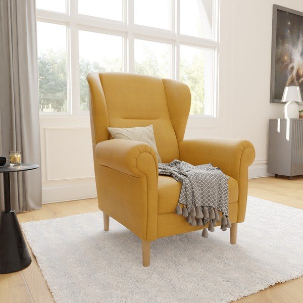 Poltrona con braccioli gialla Swan – Ropez-image-3