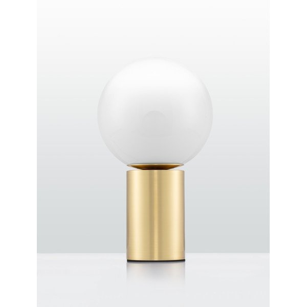 Lampada da tavolo bianca/dorata in vetro (altezza totale 35,5 cm) Vita – Nova Luce-image-3