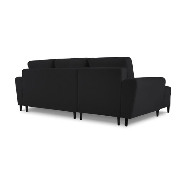 Divano angolare nero allungabile e con contenitore (con penisola a sinistra/con chaise lounge) con rivestimento in bouclé Kyoto – Cosmopolitan Design-image-4