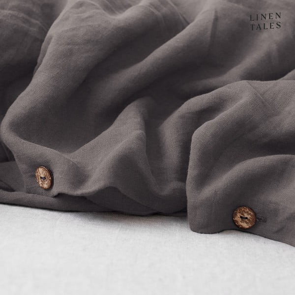 Copripiumino in lino grigio scuro, 140 x 200 cm Dark Grey - Linen Tales-image-1
