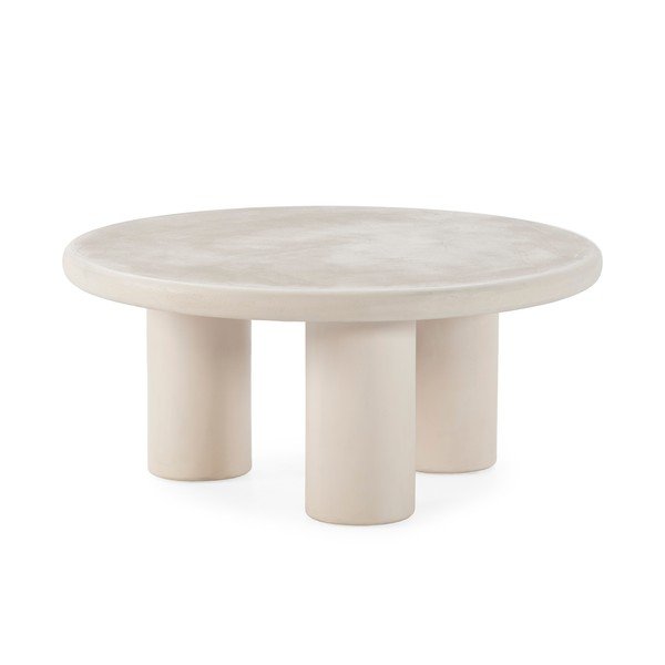 Tavolino da salotto rotondo color crema con effetto pietra ø 80 cm Iriel – MOME-image-2