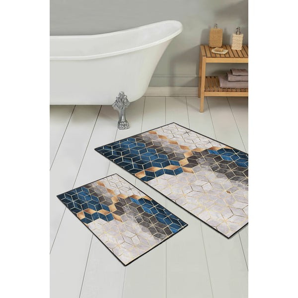 Tappetini da bagno grigio-blu in set di 2 pezzi 60x100 cm Optic - Mila Home-image-4