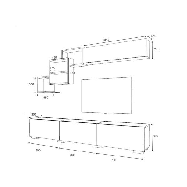 Tavolo TV bianco 210x40 cm Fly - Gauge Concept-image-3