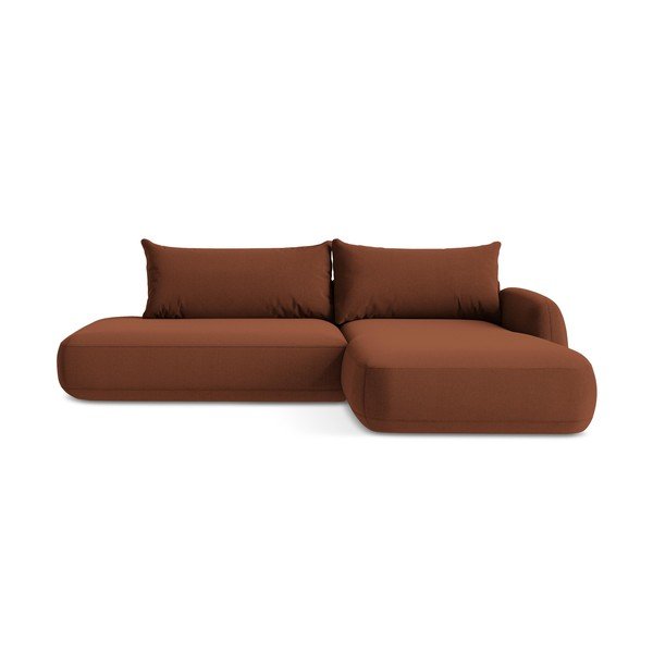 Divano angolare color terracotta allungabile (con penisola a destra/con chaise lounge) Hale – Makamii