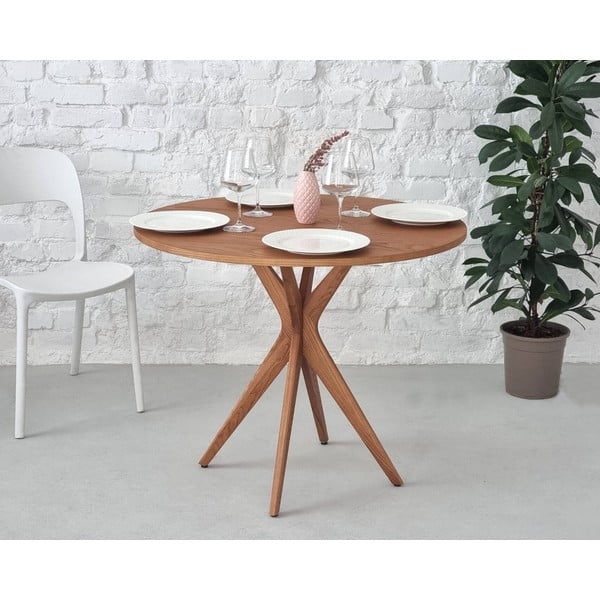 Tavolo da pranzo rotondo con piano effetto frassino ø 90 cm Jubi – Ragaba-image-1