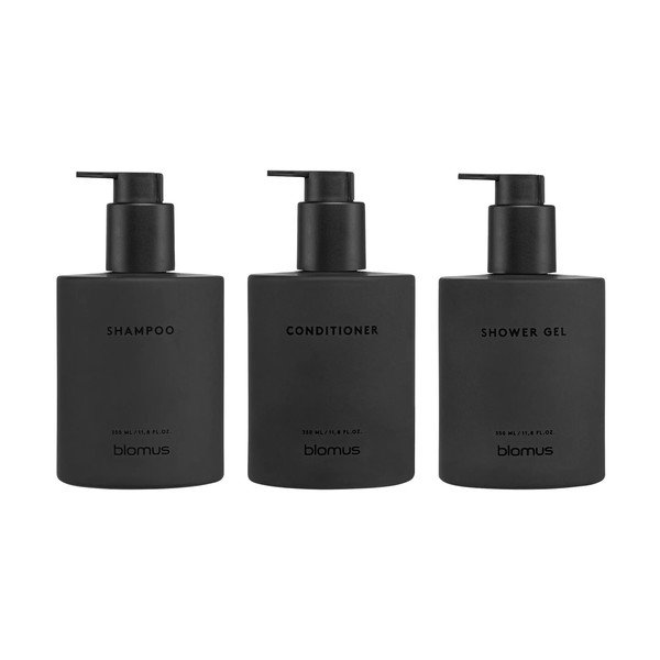 Dispenser per sapone da parete neri in vetro 3 pz 350 ml Kirei – Blomus-image-3