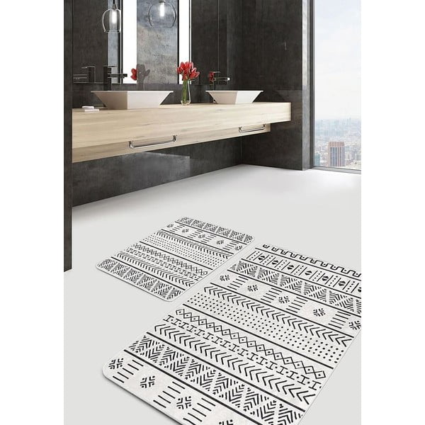Tappetini da bagno bianchi e neri in set da 2 pezzi 60x100 cm - Mila Home-image-3