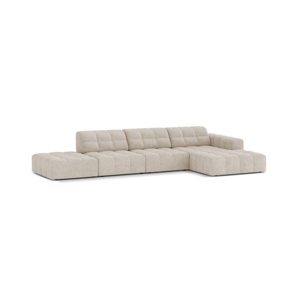 Divano angolare color crema (con penisola a destra/con chaise lounge) con rivestimento in ciniglia Chicago – Cosmopolitan Design-image-1