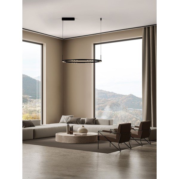 Lampadario LED nero opaco in alluminio con intensità regolabile ø 80 cm Lunette – Nova Luce-image-1