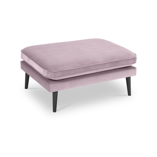 Poggiapiedi in velluto rosa chiaro con gambe nere Lento - Kooko Home-image-2
