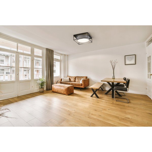 Plafoniera grigio-nera con paralume tessile 60x60 cm Carre - Fischer & Honsel-image-1