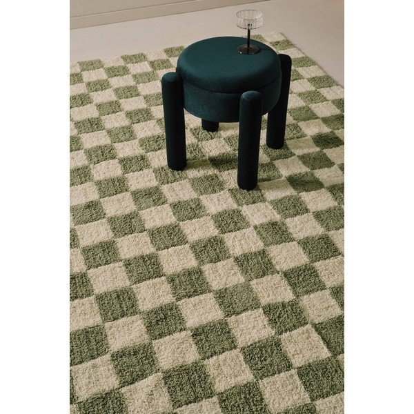 Tappeto verde/color crema in cotone 200x300 cm Mela – Jotex-image-1