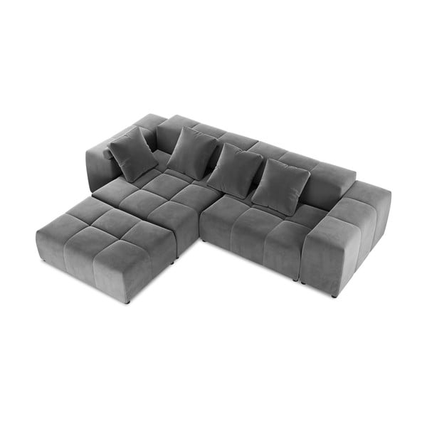 Divano angolare in velluto grigio (variabile) Rome Velvet - Cosmopolitan Design-image-3