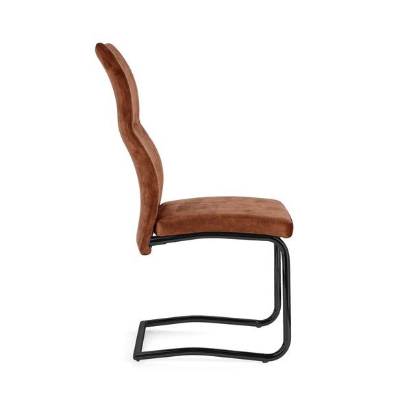 Sedia da pranzo marrone cognac in imbottito Thelma – Bizzotto-image-3