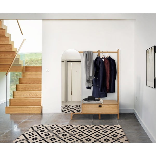 Parete dell'anticamera in legno di quercia con specchio Tripod - Woodman-image-1