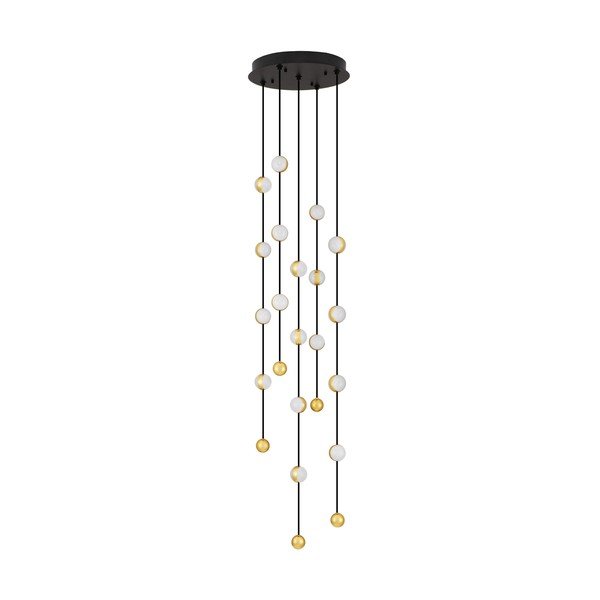 Lampadario LED nero opaco in alluminio con paralume in vetro acrilico con intensità regolabile ø 38 cm Alcinoe – Nova Luce