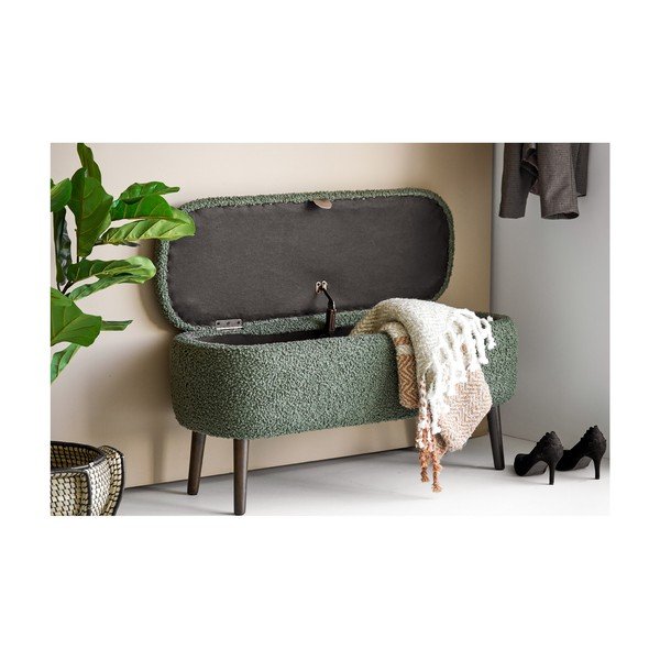 Panchina verde con rivestimento in bouclé Harlow – House Nordic-image-3
