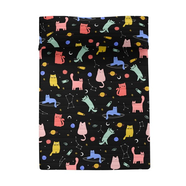 Copriletto trapuntato nero 270x260 cm Cosmic cats - Aware-image-2