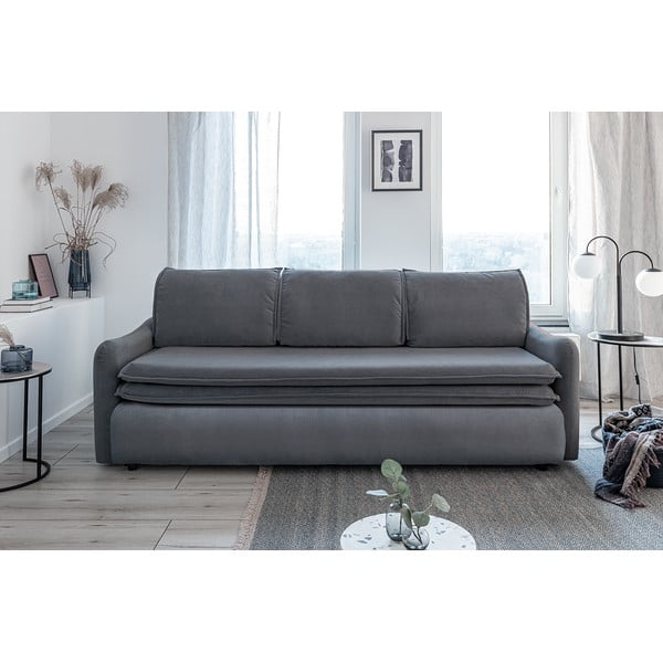 Divano letto in velluto grigio Tender Eddie - Miuform-image-2