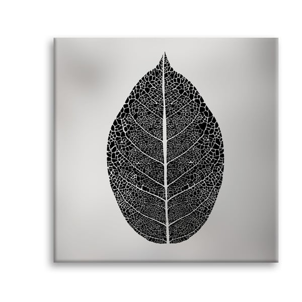 Quadro su tela Uno Black Leaf, 65 x 65 cm Silver - Styler