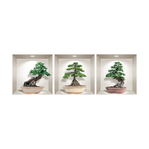 Set di 3 adesivi murali 3D Ginseng Bonsai - Ambiance-image-2