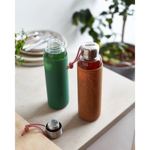 Borraccia in vetro con custodia in silicone arancione, 600 ml G-Bottle - Black + Blum-image-1