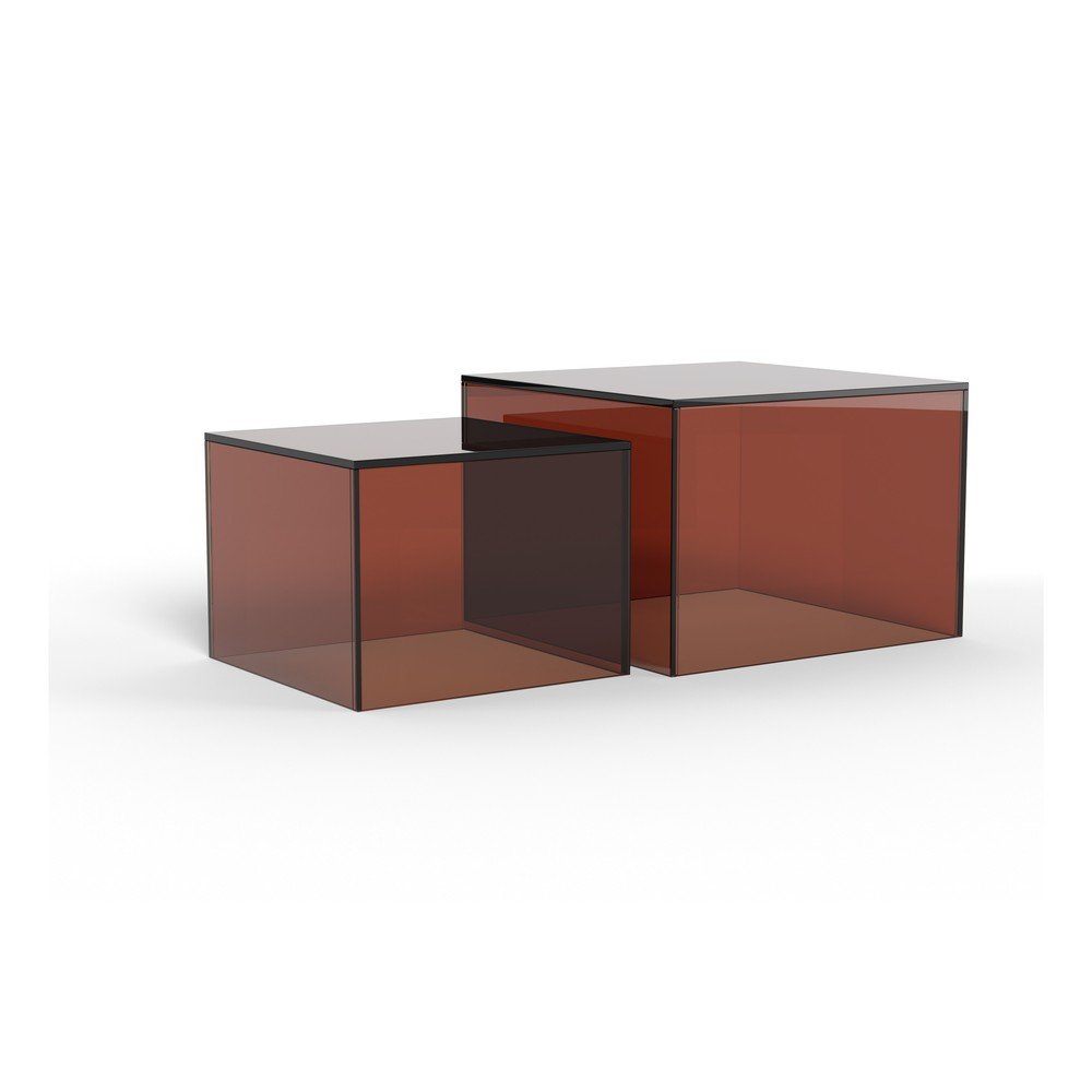 Set di tavolini da salotto marroni in vetro 2 pz 50x50 cm Dice – Actona | Tavolini da salotto