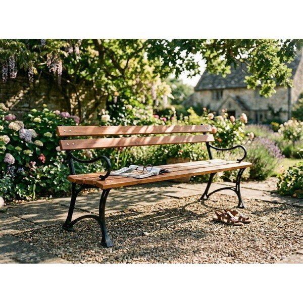 Panca da giardino di colore naturale in legno massiccio – Rojaplast-image-1