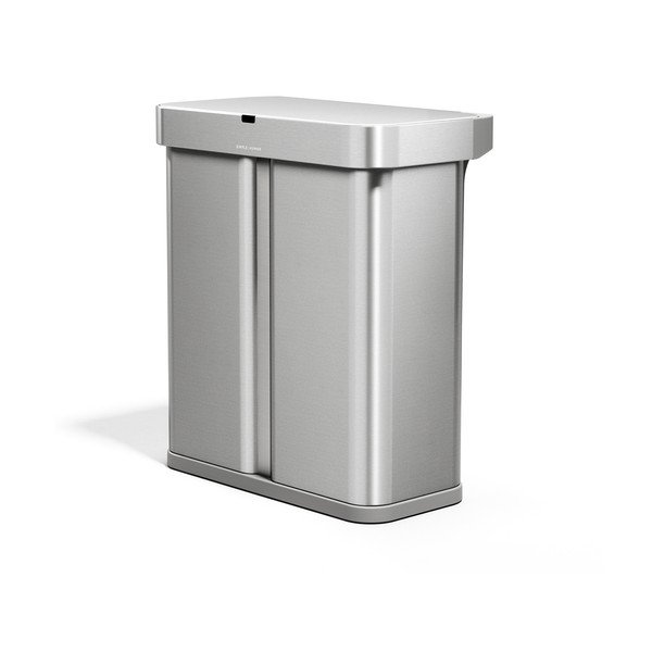 Cestino per la spazzatura argentato in acciaio per raccolta differenziata/con sensori contactless 34+24 l Dual Sensor – simplehuman