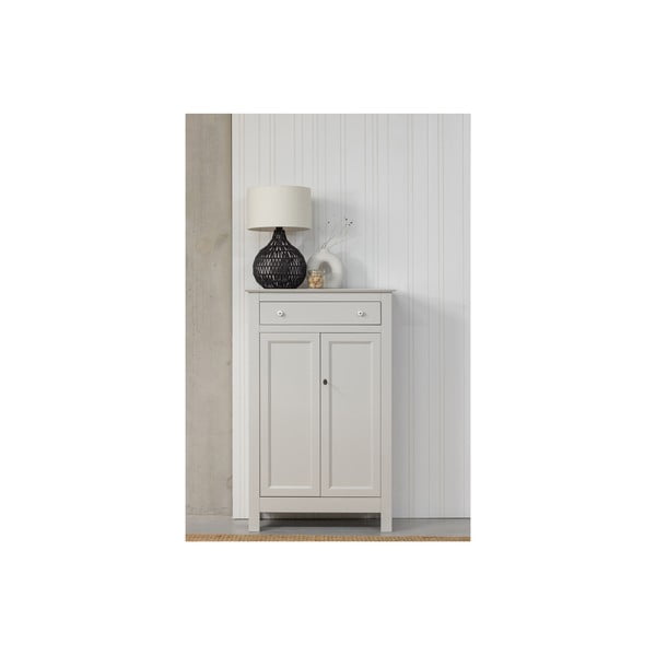 Cassettiera alta con serratura in legno di pino grigio chiaro 93x150 cm Eva - WOOOD-image-4