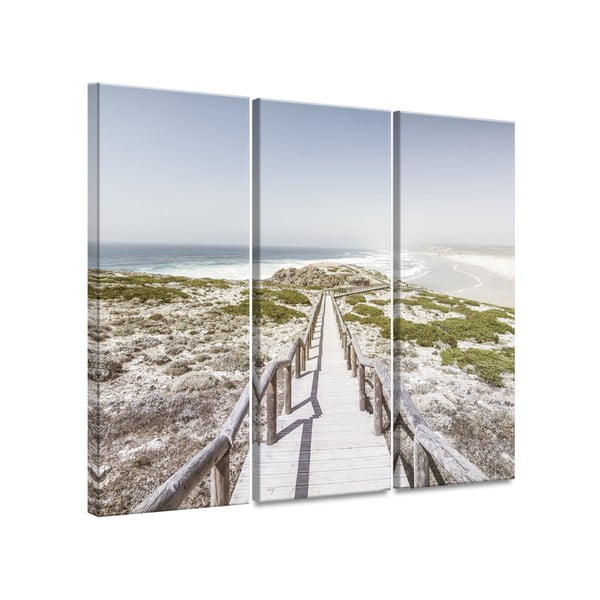 Quadro in più parti Tela in riva al mare, 27 x 75 cm - Styler