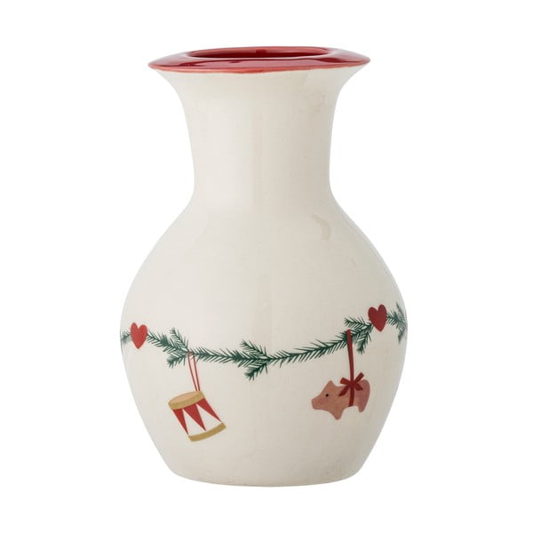 Vaso in gres bianco con motivo natalizio (altezza 16 cm) Yule - Bloomingville