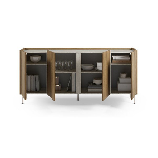 Credenza di colore naturale con effetto rovere 180x83x40,5 cm Lucile – Marckeric-image-4