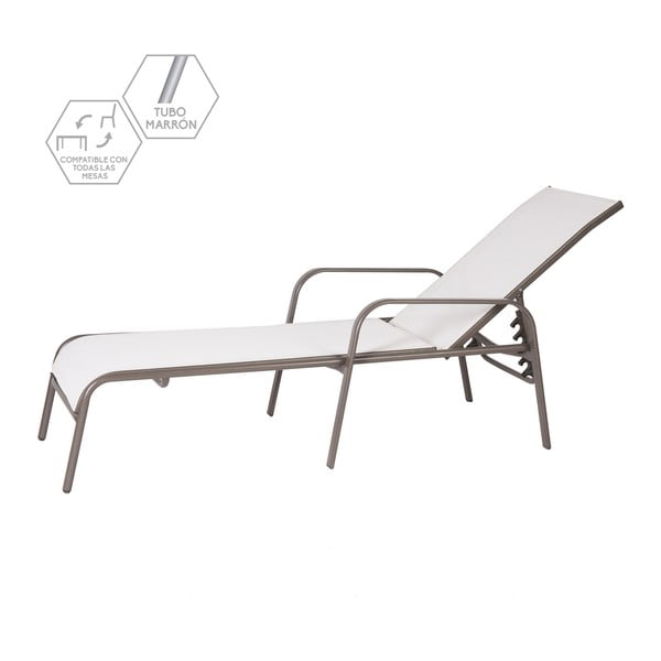 Sedia a sdraio da giardino in metallo bianco - LDK Garden-image-1