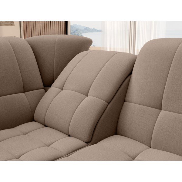 Divano angolare marrone allungabile/con contenitore (con penisola a sinistra/a L) e rivestimento in velluto Sado – ELTAP-image-1