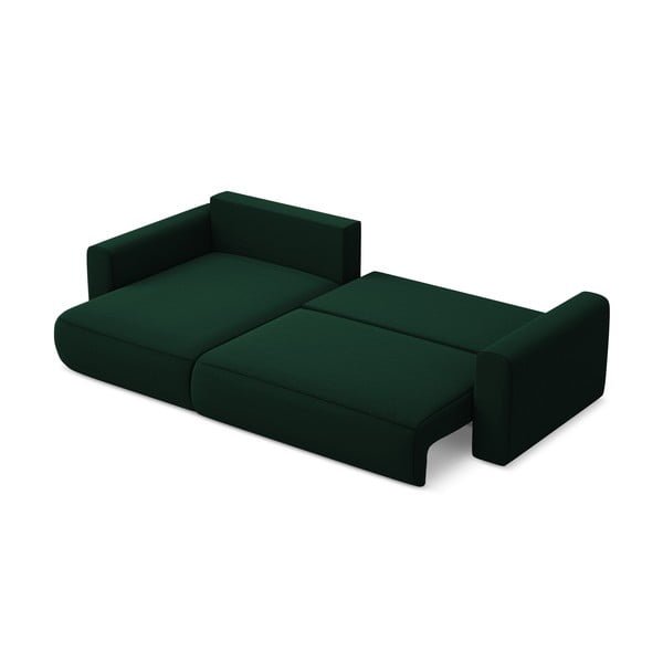 Divano angolare verde allungabile/con contenitore (con penisola a sinistra/con chaise lounge) con rivestimento in velluto Kapua – Makamii-image-4