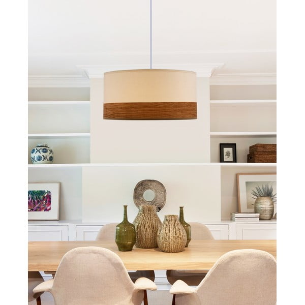 Lampada a sospensione bianca con impiallacciatura e paralume in tessuto ø 30 cm Bianco - Candellux Lighting-image-1