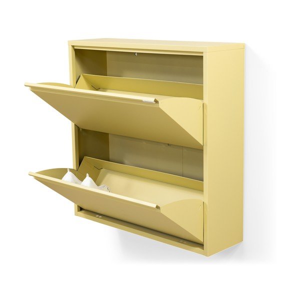 Scarpiera giallo chiaro in acciaio con ante ribaltabili/da parete 75x77,5x22,5 cm Billy – Spinder Design-image-4