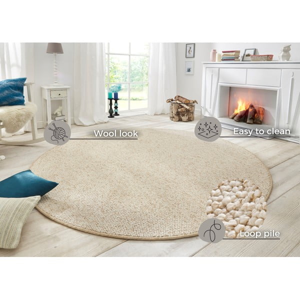 Tappeto rotondo crema ø 133 cm Wolly - BT Carpet-image-4