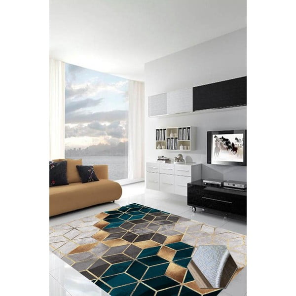 Tappeto turchese Optic, 160 x 230 cm - Rizzoli-image-3