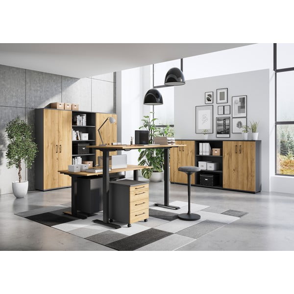 Scrivania regolabile elettricamente con piano effetto rovere 80x180 cm Agenda - Germania-image-2