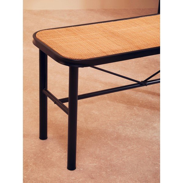 Panchina nera/di colore naturale in rattan Depok – Premier Housewares-image-3