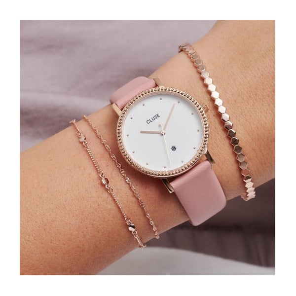 Orologio da donna con cinturino in pelle rosa Le Couronnement - Cluse-image-4