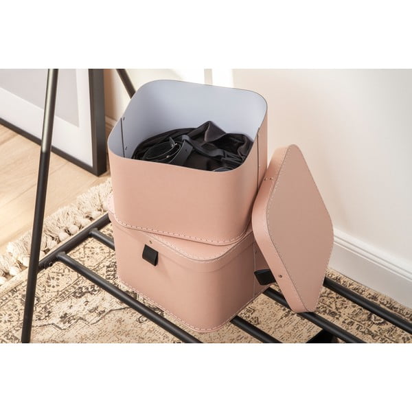 Scatole in set con coperchio rosa in cartone 2 pz 28,5x28,5x19,5 cm Ludvig Paper Laminate – Bigso-image-2