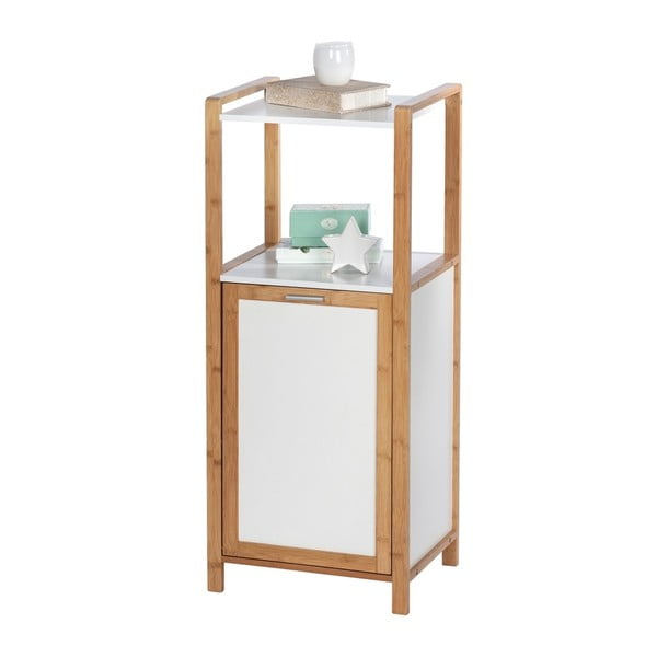 Mensola da bagno in bambù di colore bianco-naturale 40x95 cm Finja - Wenko-image-3